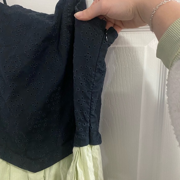 Free People Green/black corset Salvador balletcore chic romantic midi dress M - Picture 5 of 13